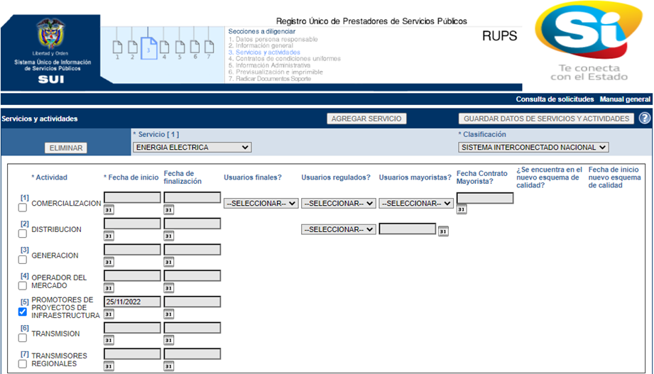 Registro rups